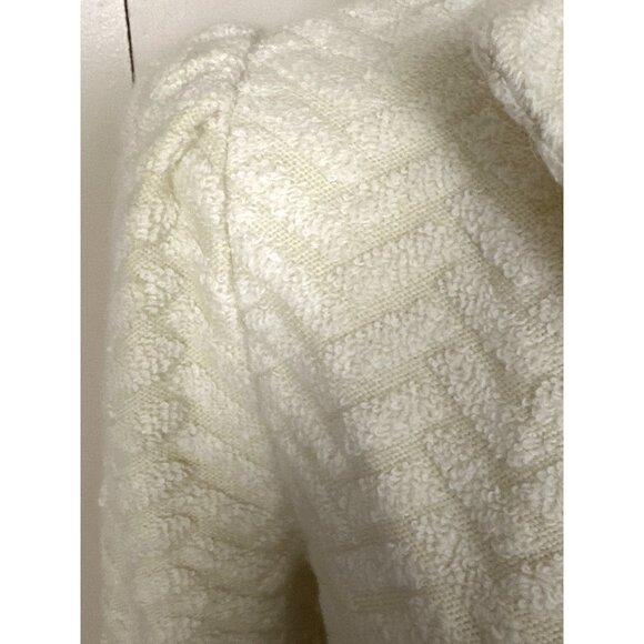 Formal Cocktail Wool Blend Sweater Jacket Medium Warm Burnout Texture Cream Y2k - Picture 9 of 9